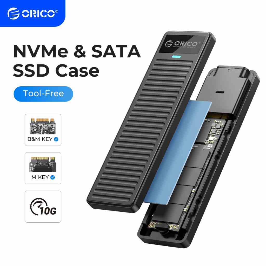 Hộp Đựng Ổ Cứng ORICO M.2 NVMe SSD 10Gbps USB 3.2 Gen2 M2 SSD Thiết Kế Đơn Giản Cho NVMe SATA UASP (PDDM2C3)