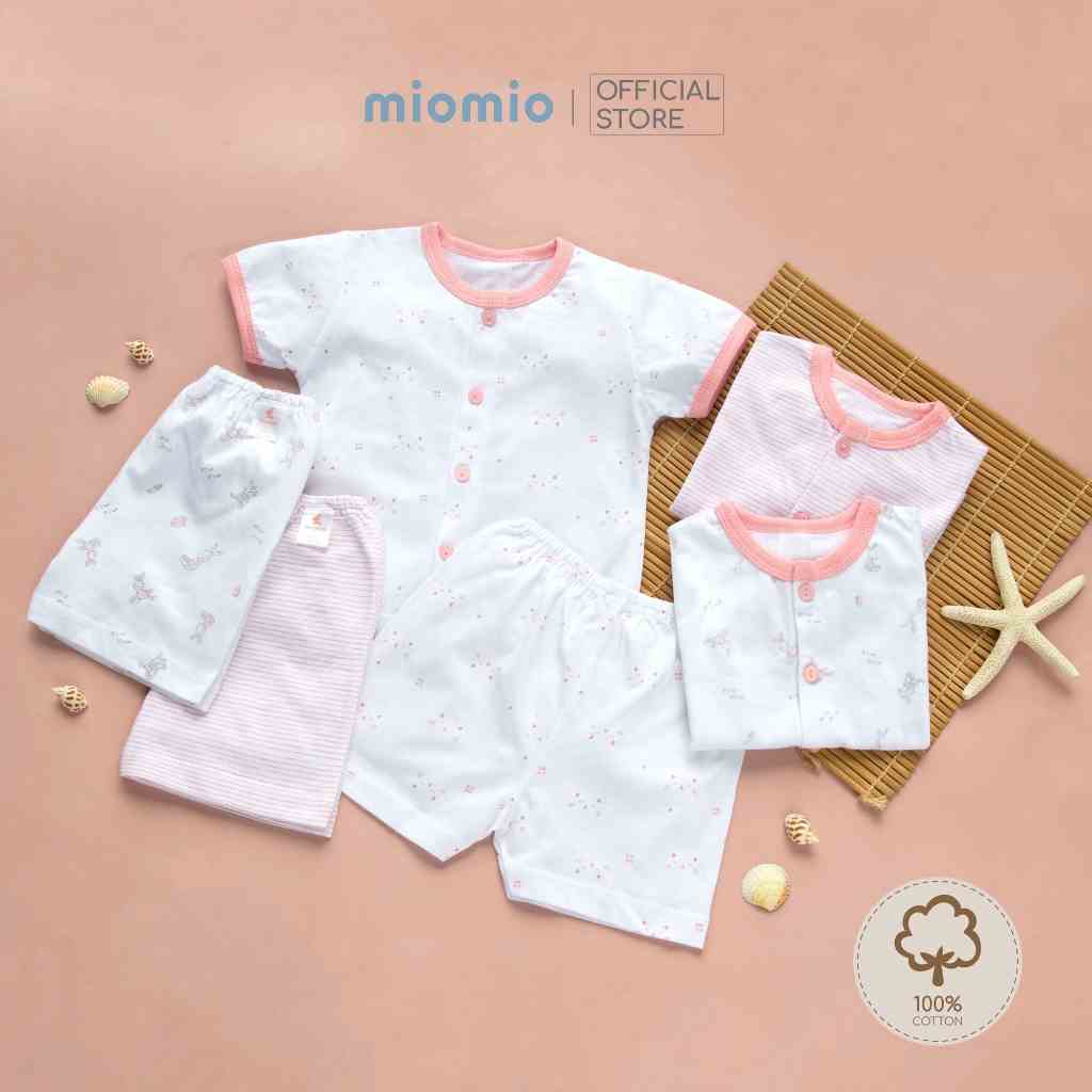 Combo 3 Bộ Quần Áo Cộc Sơ Sinh Thỏ Sọc Mèo MIOMIO Cho Bé Trai, Bé Gái (Từ 0 - 24 Tháng), Vải Cotton