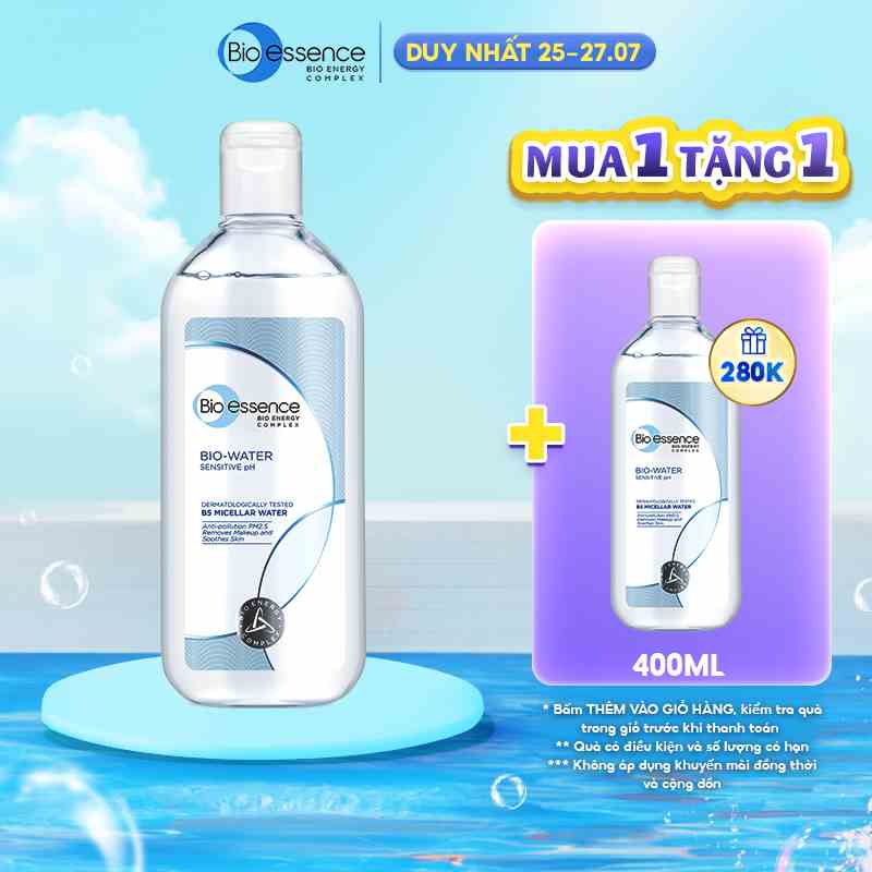 Nước tẩy trang ẩm mượt mịn màng Bio-Essence BioWater Micellar 400ml