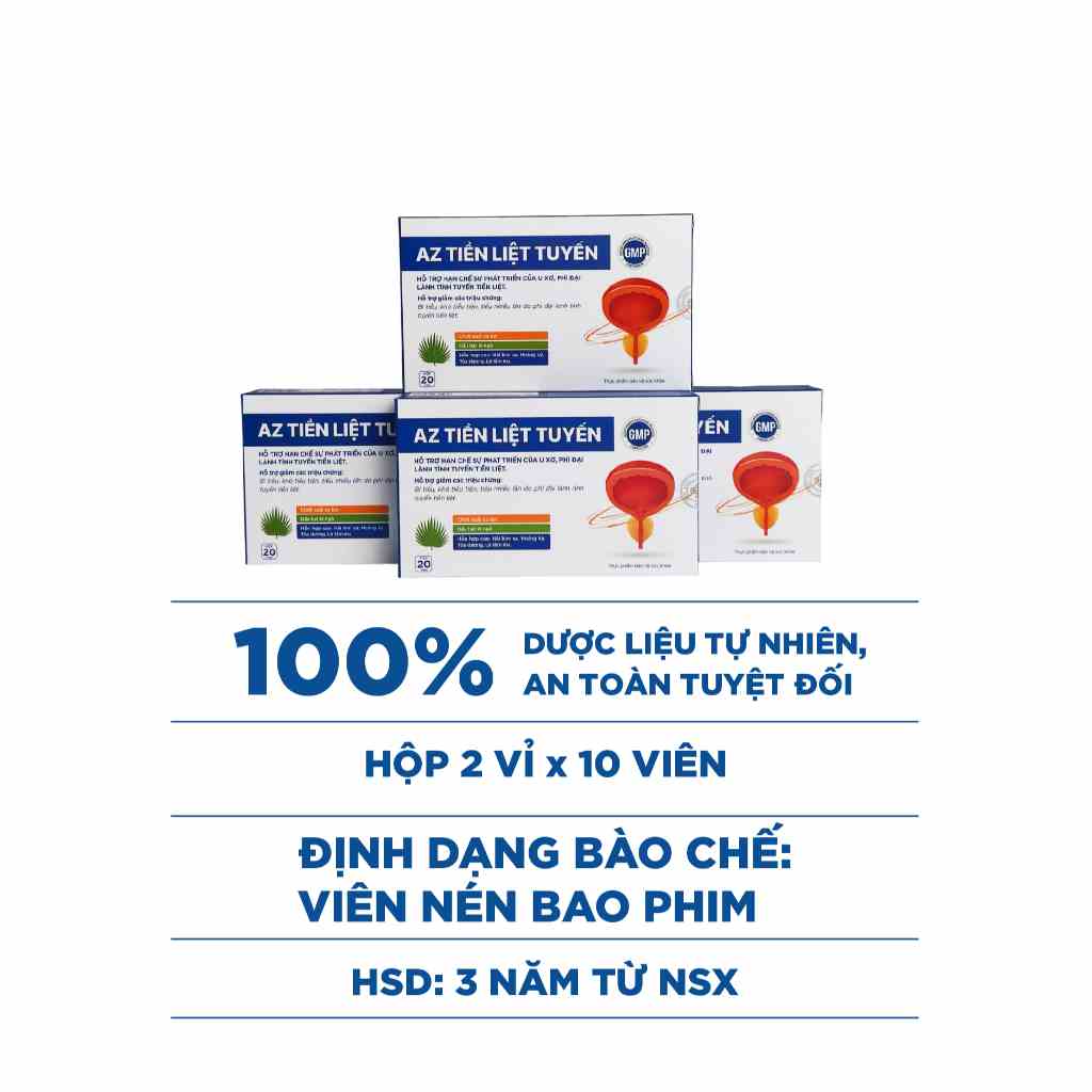 Viên uống AZ Tiền Liệt Tuyến Hỗ Trợ GIảm U Xơ Phì Đại Tuyến Tiền Liệt, Bí Tiểu, Tiểu Nhiều Lần( Hộp 20 Viên) -Growgreena