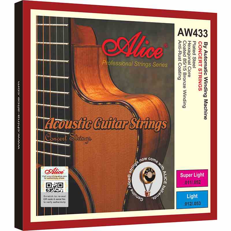 Bộ dây đàn Guitar Acoustic - Alice AW433 - Plated Steel Plain String, 85/15 Bronze Winding, Anti-Rust Coating