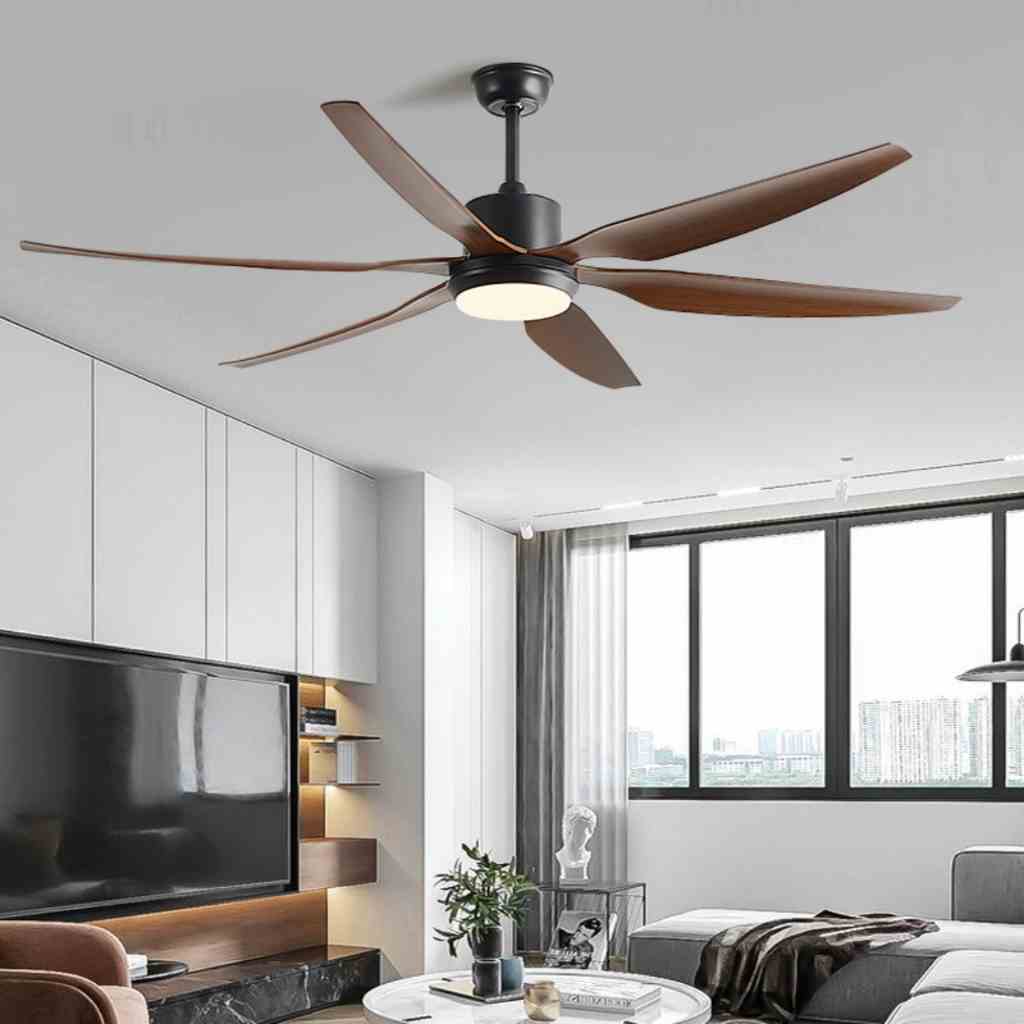 Quạt trần đèn hiện đại trang trí decor phòng ngủ, khách cao cấp 6 cánh dài SuperVilighting S119 điều khiển từ xa bh 48T.