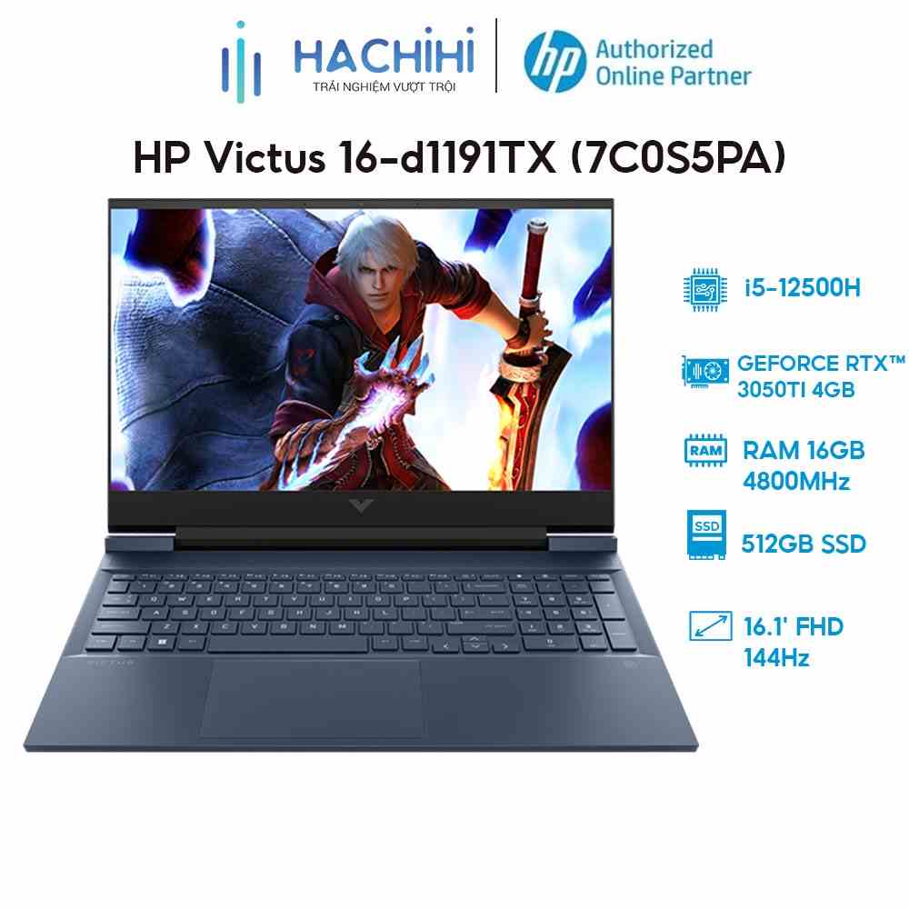 Laptop HP Victus 16-d1191TX (7C0S5PA) (i5-12500H | 16GB | 512GB | GeForce RTX™ 3050Ti 4GB | 16.1 FHD 144Hz | Win 11)