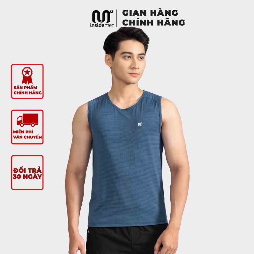 Áo Ba Lỗ Nam Sát Nách INSIDEMEN Thun Lạnh Chuyên Tập Gym Bóng Rổ Dáng Năng Động ITT010S2