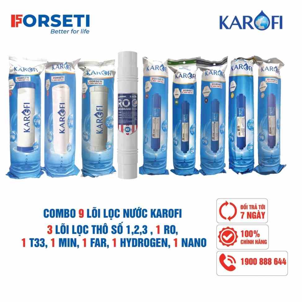 Combo 9 lõi lọc nước KAROFI chính hãng dùng cho máy lọc nước Karofi KSI90 Plus ( Thetis KSP90)