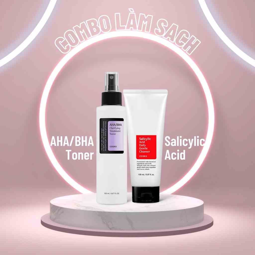 Combo Sửa rửa mặt COSRX Salicylic Acid Daily Gentel Cleanser + Nước Hoa Hồng Tẩy Tế Bào Chết Hoá Học COSRX AHA/BHA Toner