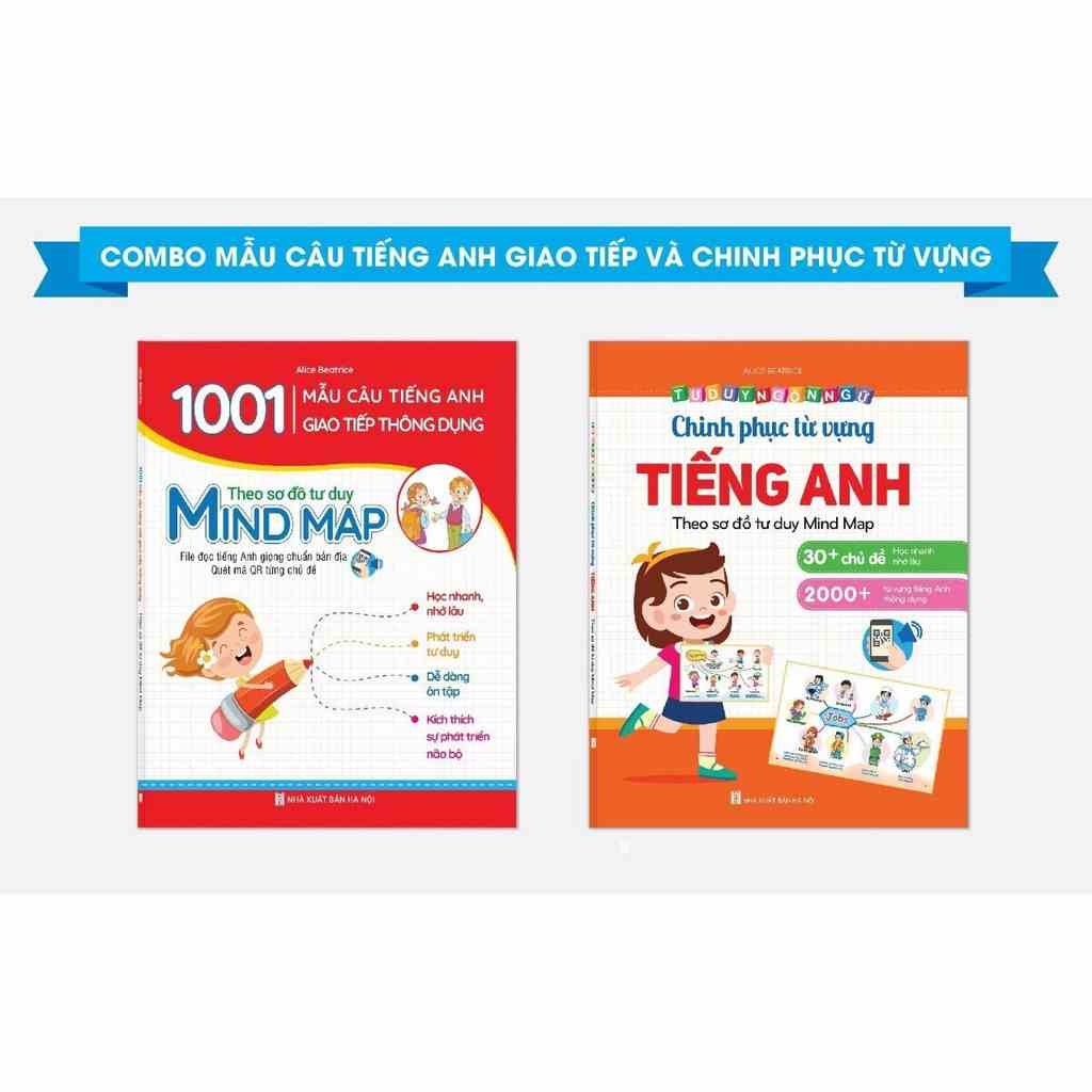 Sách - Combo Mindmap Chinh Phục Từ Vựng Tiếng Anh Theo Sơ Đồ Tư Duy Mind Map - 1001 Mẫu Câu Tiếng Anh Giao Tiếp (2 Cuốn)