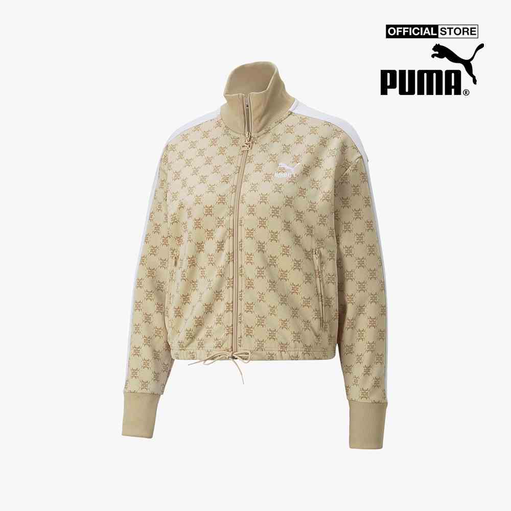 PUMA - Áo khoác nữ cổ trụ phối zip T7 Printed Track 537075-67