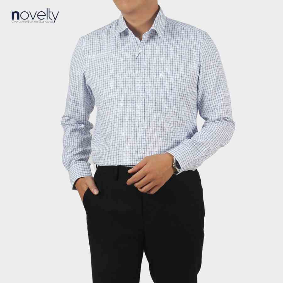 Áo sơ mi nam dài tay Novelty Regular fit sọc caro NSMMCTMTCR220592D