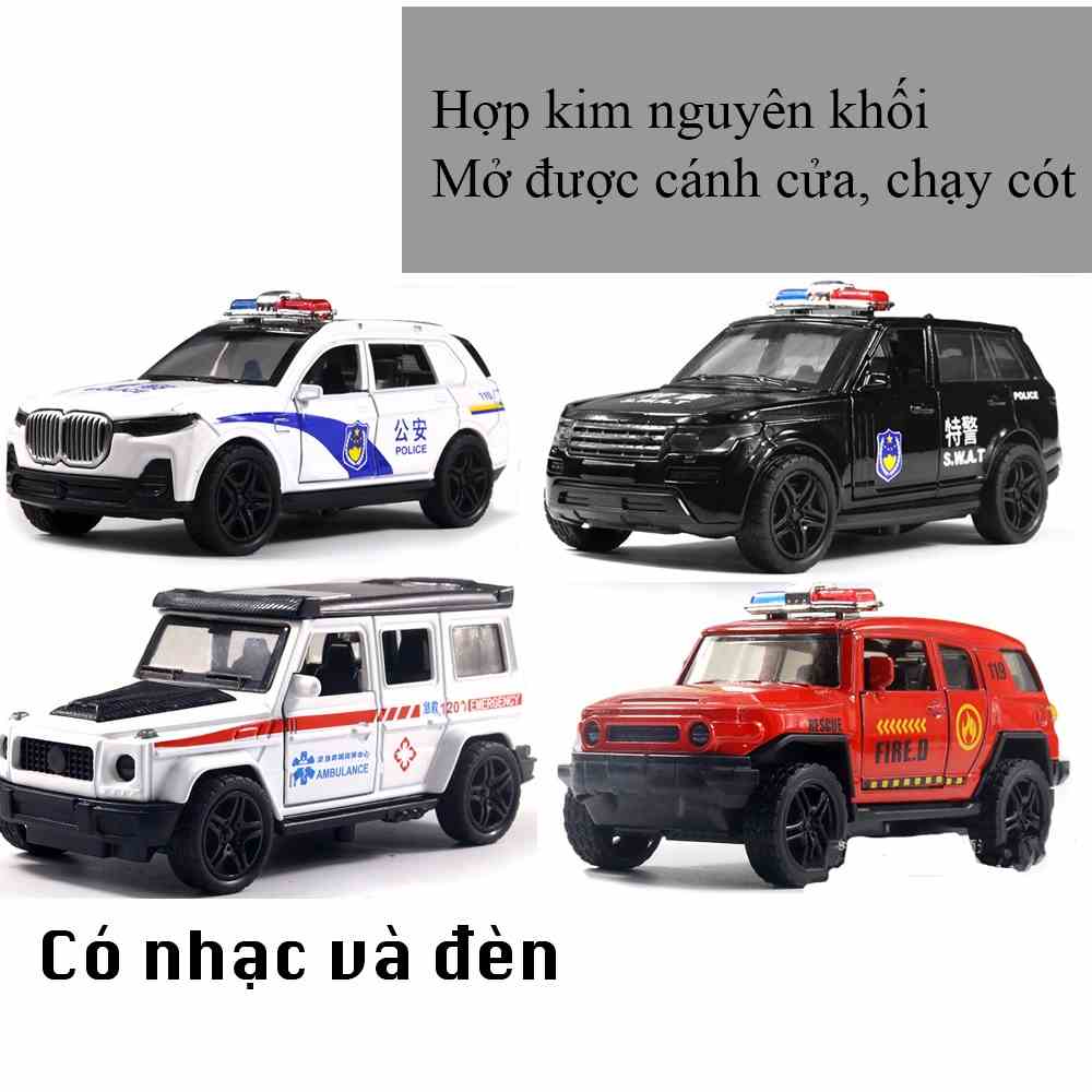 Đồ chơi xe cảnh sát, xe cứu hoả, xe cứu thương KAVY bằng hợp kim có nhạc và đèn chạy cót