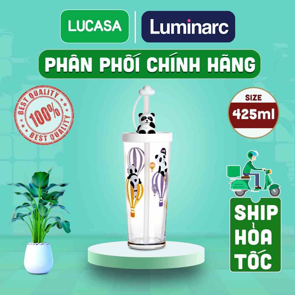 Ly Thủy Tinh Luminarc Lille Scale Panda 425ml - Ly Đổi Màu Có Nắp L3809 | Phân Phối Chính Hãng