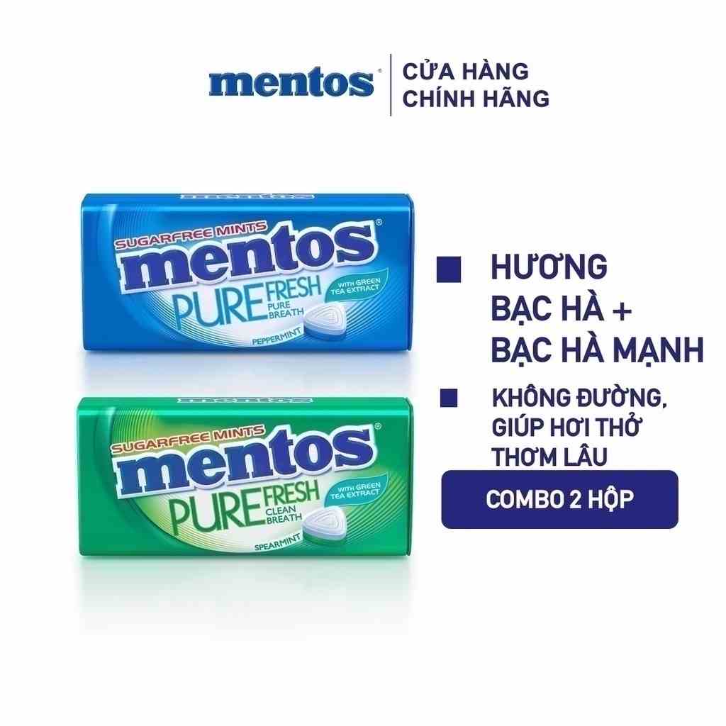 Combo 2 hộp thiếc Kẹo ngậm không đường Mentos Pure Fresh