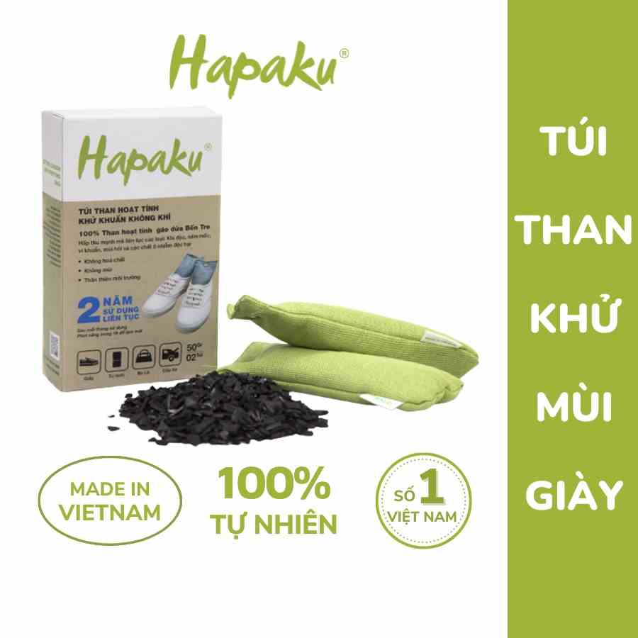 Túi Than Hoạt Tính Hút Mùi Hôi, Mồ Hôi Giày, Dép HAPAKU - 100% Than Hoạt Tính Gáo Dừa Bến Tre