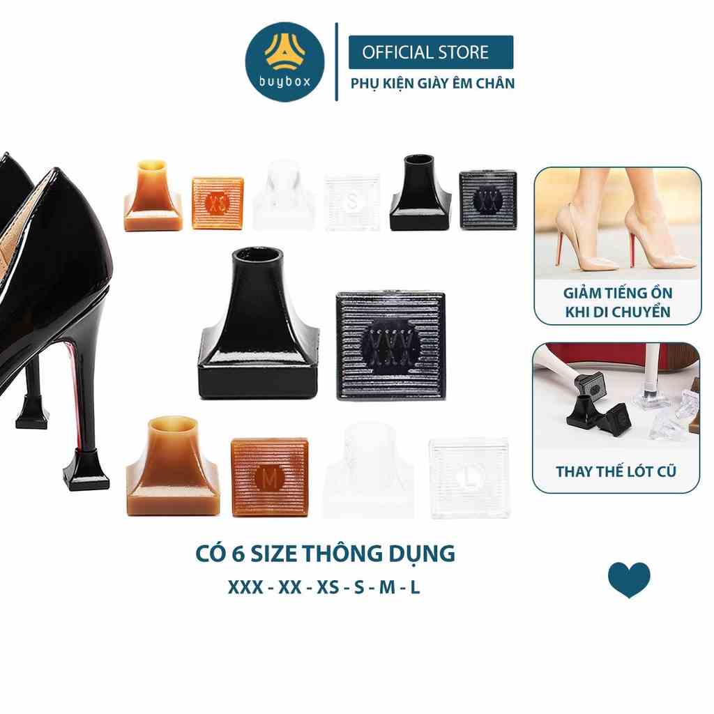 Bộ đôi nút bọc gót giày cao gót hinhg tròn, chữ U giảm tiếng ồn chống mòn gót - Buybox - BBPK337