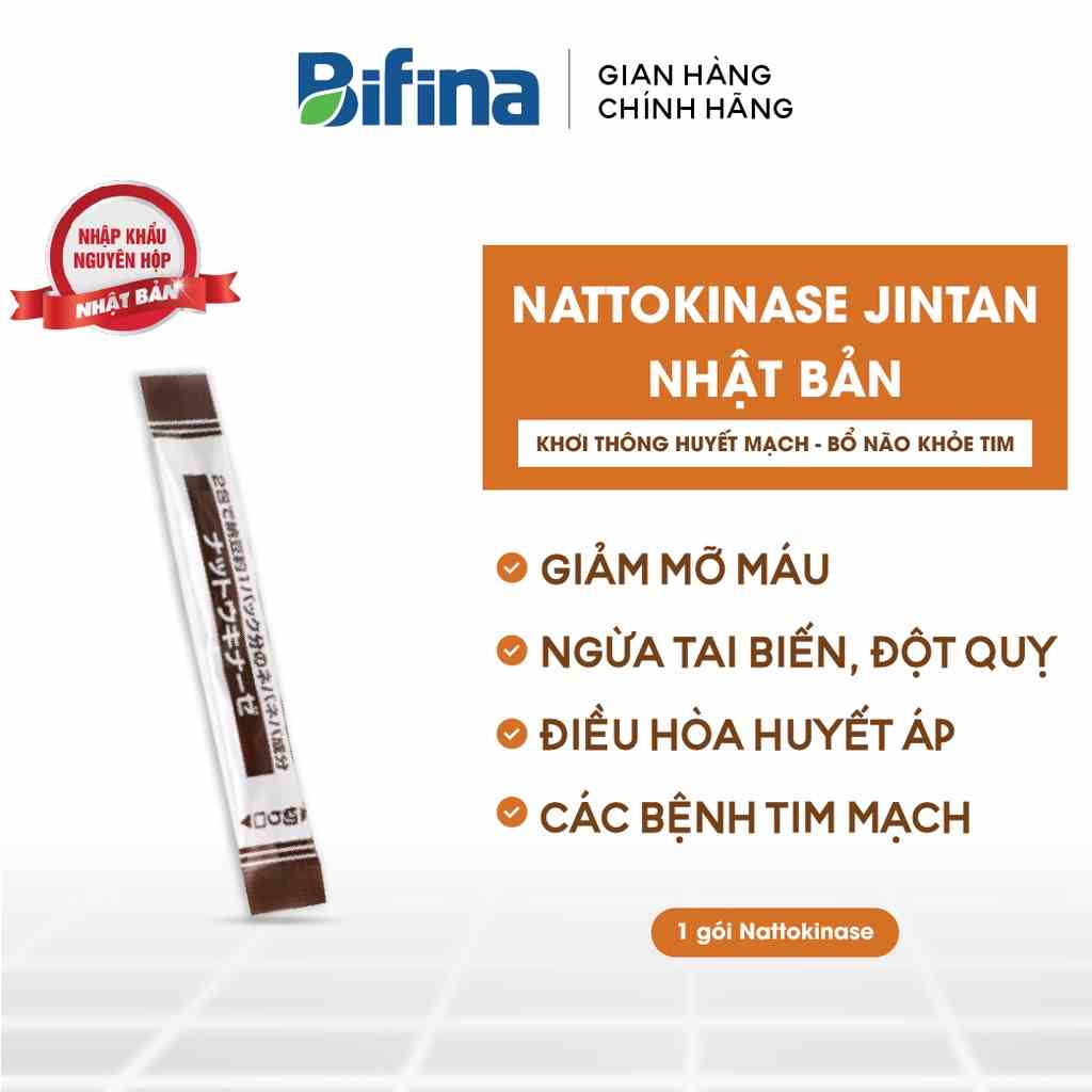 Chống đột quỵ tai biến NATTOKINASE Jintan Nhật Bản, Lẻ 1, 3, 5 gói