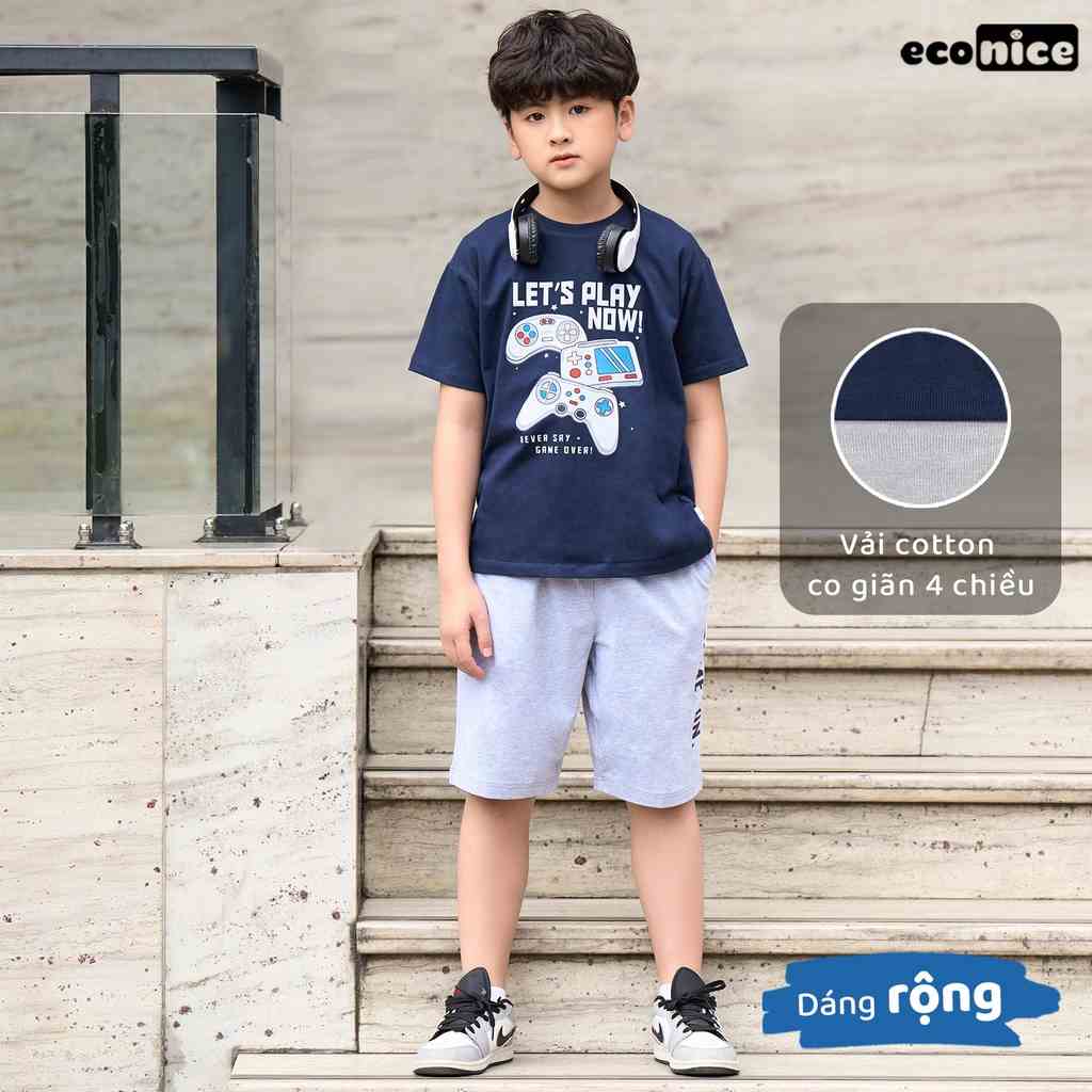 Đồ bộ quần áo thun cotton cho bé trai mặc mùa hè Econice b106. Size đại trẻ em 2, 3, 4, 5, 6, 7, 8, 9, 10, 12 tuổi