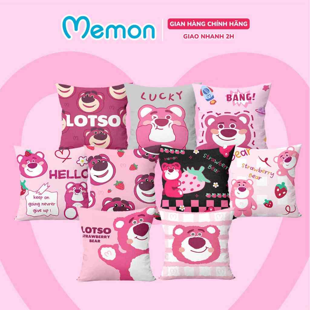 Gối Tựa Lưng Vuông Lotso Huggin Bear Nhồi Gòn Cao Cấp Memon