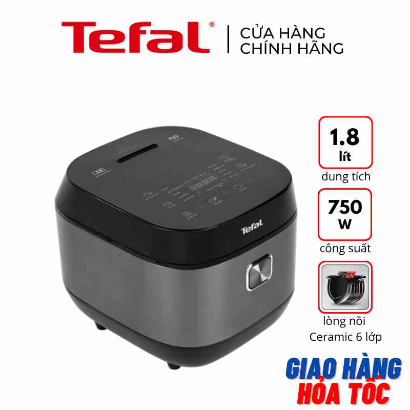 Nồi cơm điện tử 1,8 lít Tefal Delirice Plus RK776B68 750W - Lòng nồi phủ gốm - Hàng chính hãng