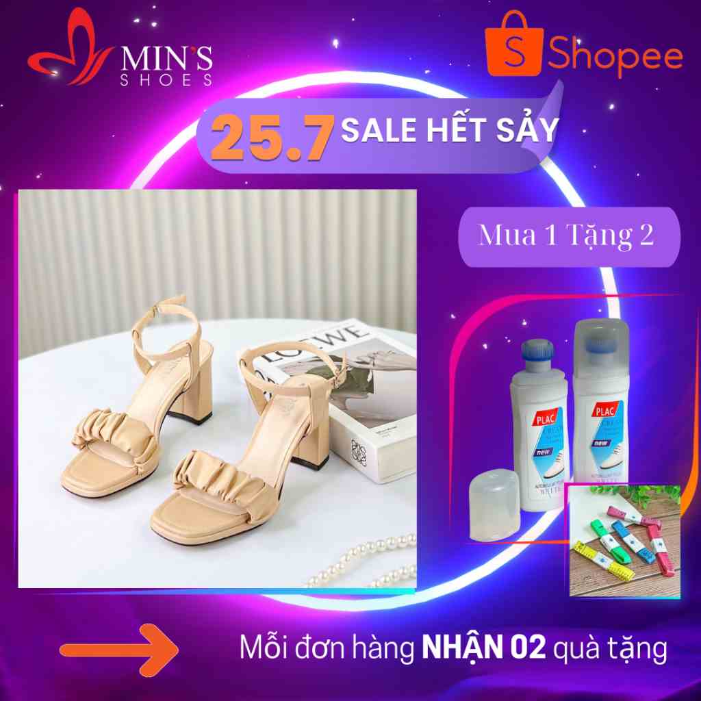 (MUA 1 TẶNG 2 - DUY NHẤT 25-27/07) Mins Shoes - Dép Sandal Quai Nhún Da Mềm Cao Cấp S501