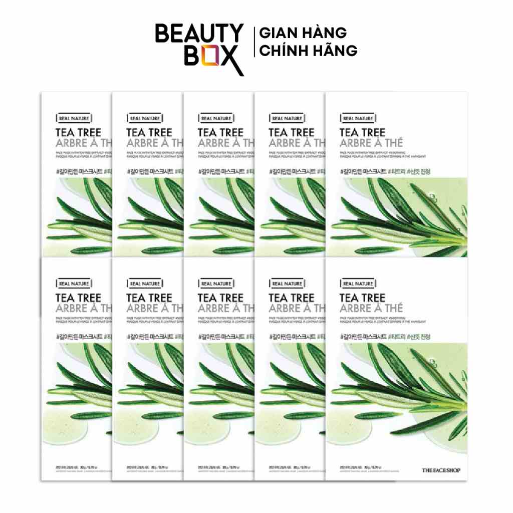 Combo 10 Mặt Nạ Thanh Lọc Da THE FACE SHOP Real Nature Tea Tree Face Mask 20g