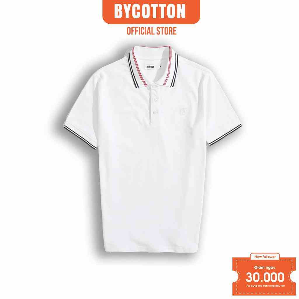 [Mã BYCO300T8 giảm 30% đơn 0K] Áo Thun Nam Polo Cao Cấp Có Cổ BY COTTON  TRẮNG BO TỔ ONG