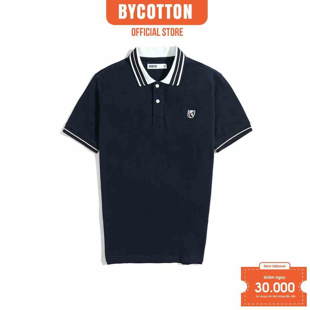 [Mã BYCO300T8 giảm 30% đơn 0K] Áo Thun Nam Polo Cao Cấp Có Cổ BY COTTON  Xanh Đen Phối Bo Cổ 020223