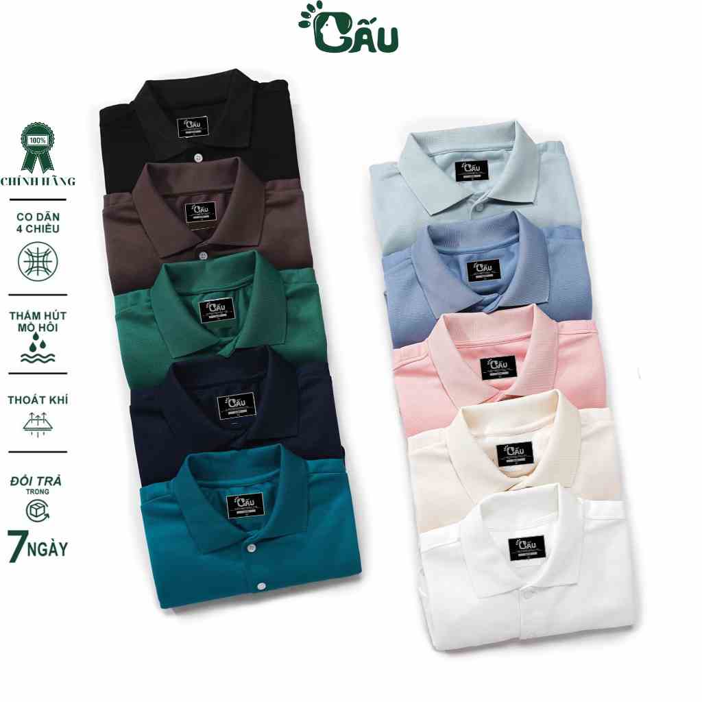 Áo thun Polo GẤU 194 Trơn Unisex vải cá sấu Poly co dãn 4 chiều dày dặn form gerular fit - PL TRƠN 06