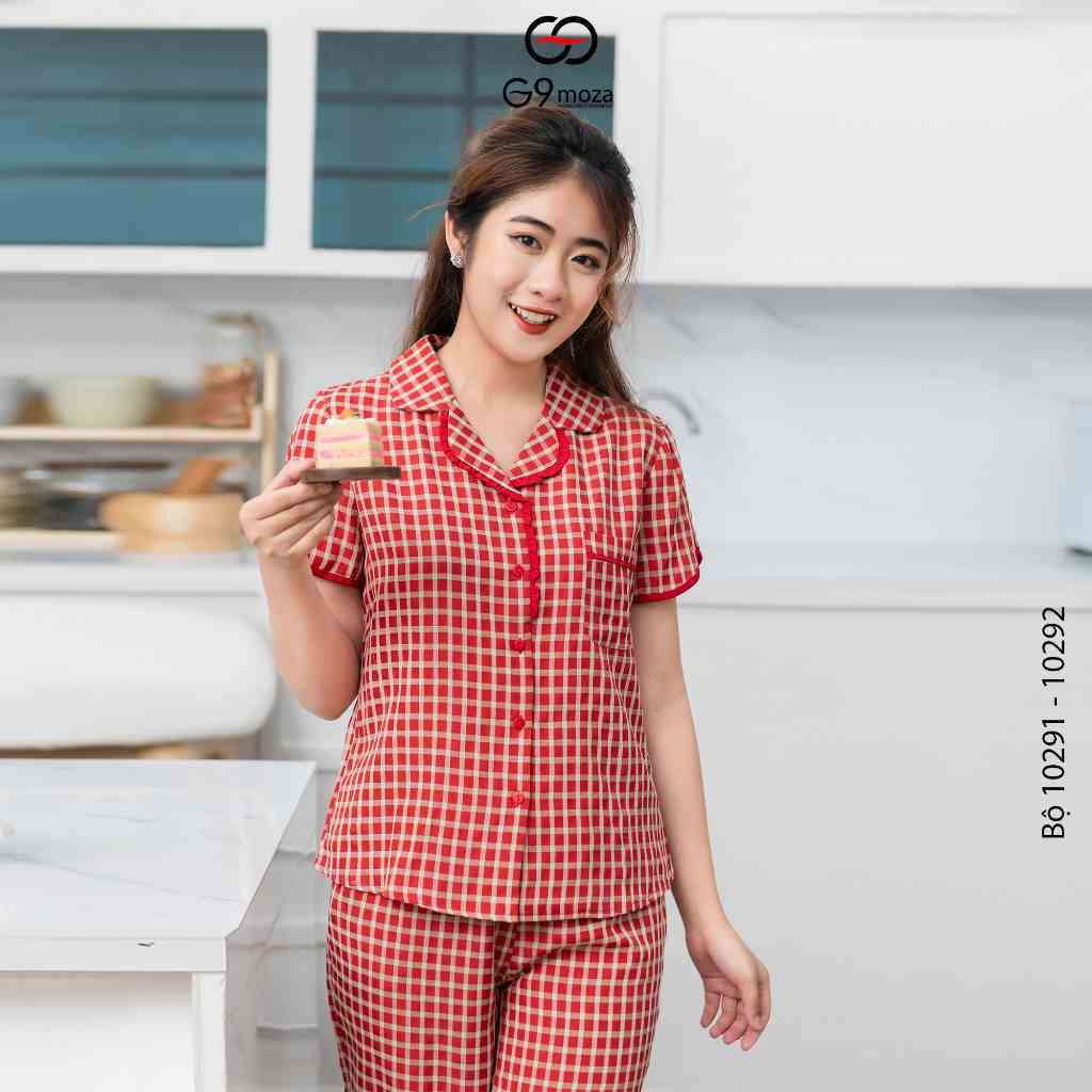 Bộ pijama mặc nhà 10291 G9moza, chất thô kate mềm mịn