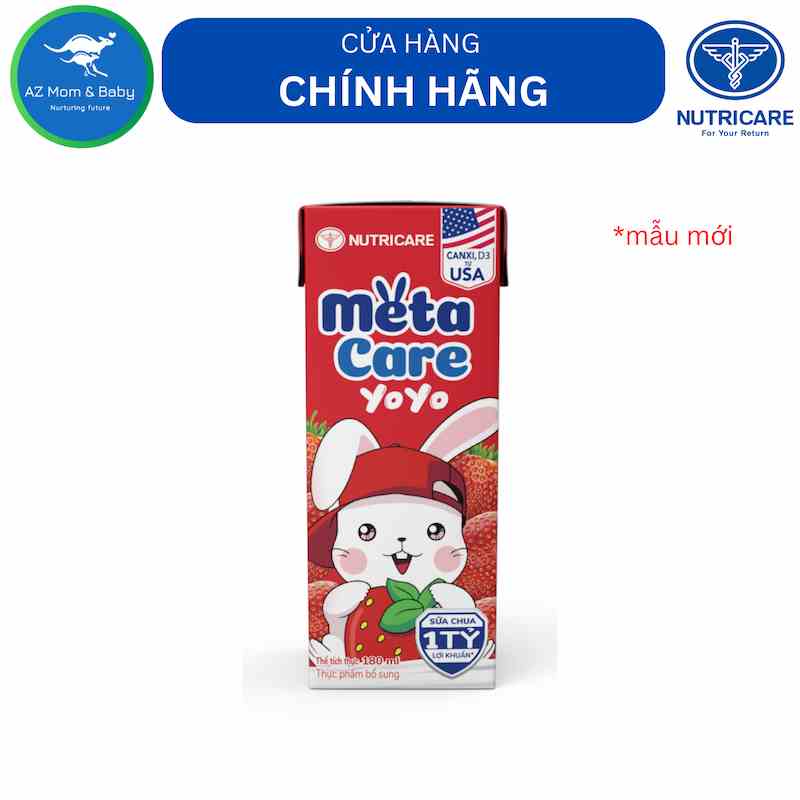 [Mã BMLTA35 giảm đến 35K đơn 99K] Thùng sữa uống Nutricare Metacare Yoyo Hương Dâu (180ml x 48 hộp)