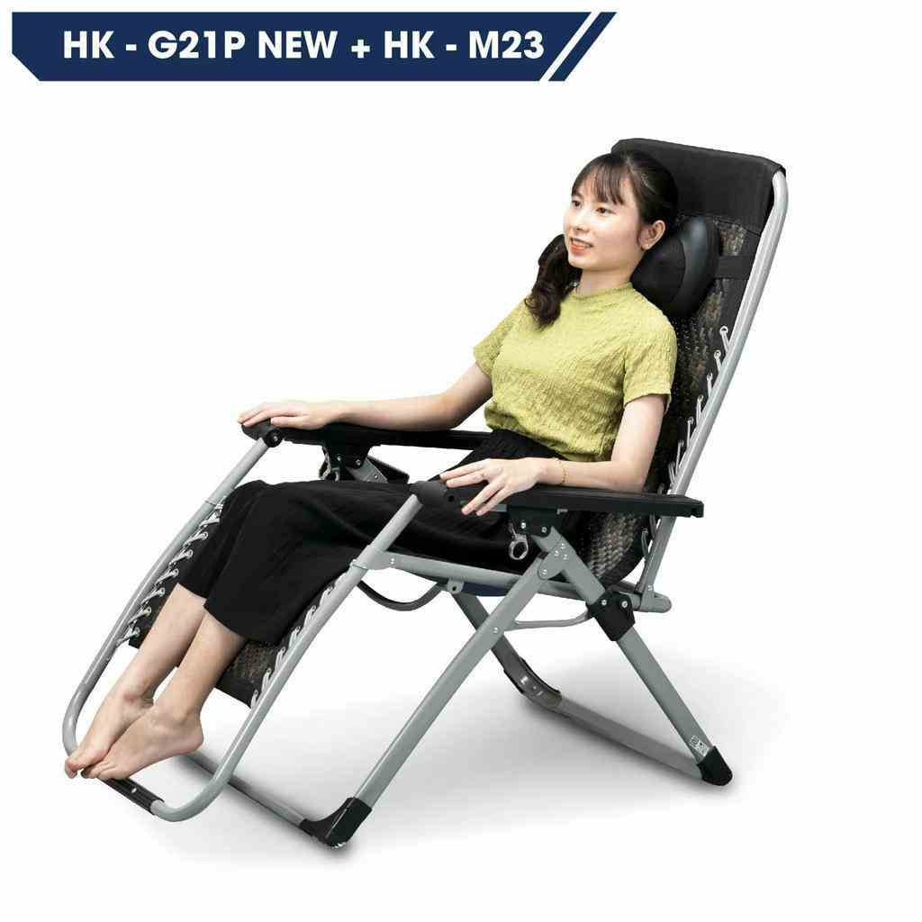 Combo ghế Xếp Thư Giãn HK-G21P New + Gối massage HK-M23 -  Bảo hành chính hãng 2 năm