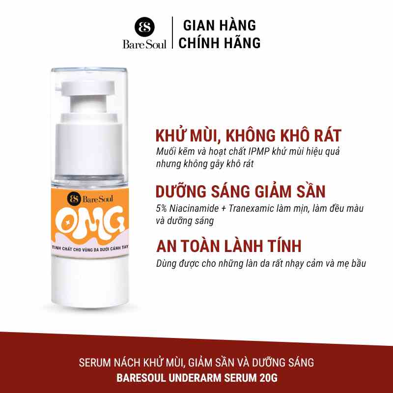 Serum nách khử mùi, giảm sần & dưỡng trắng Baresoul Underarm Serum 20g