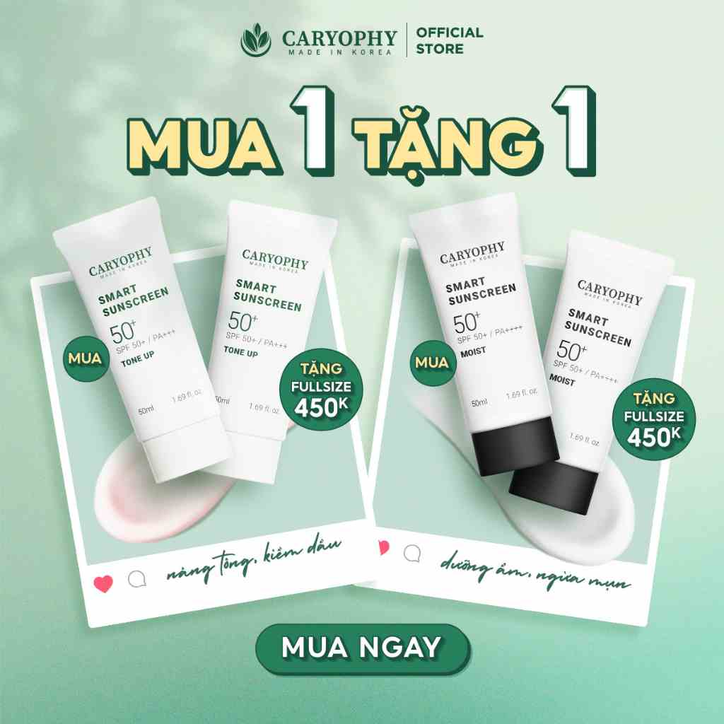 Combo 2 tuýp kem chống nắng Caryophy fullsize 50ml