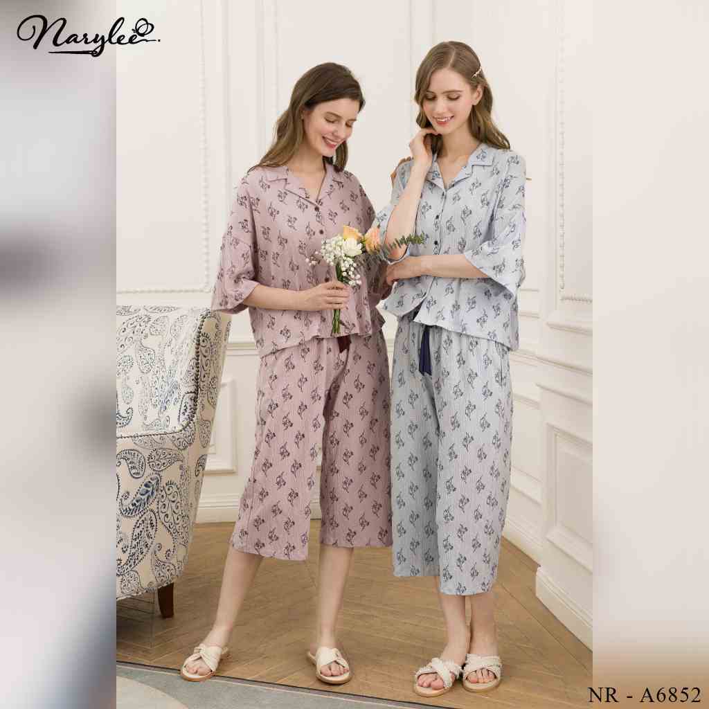 PYJAMA ÁO CỘC QUẦN LỬNG COTTON SỢI DỆT CAO CẤP NARYLEE A6852