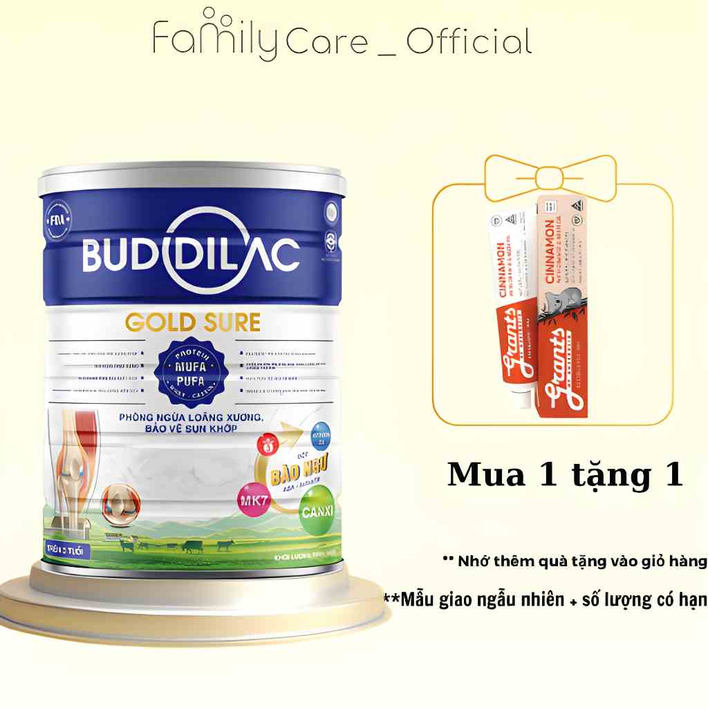 Sữa Bột Buddilac Gold Sure Hộp 900g Phòng Ngừa Loãng Xương Tăng Cường Miễn Dịch Cho Người Lớn