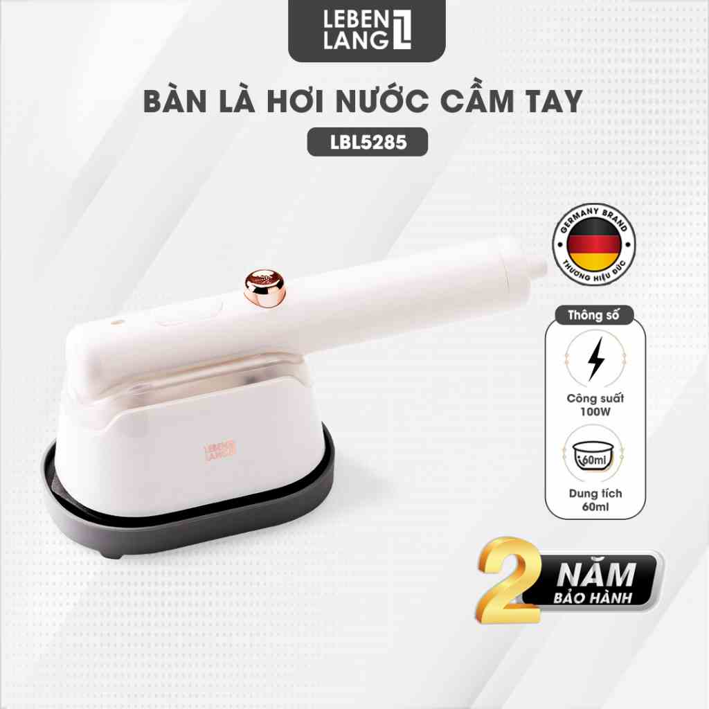 Bàn là hơi nước mini LEBENLANG LBL5285, công suất 1000W, làm nóng trong 30s, mặt là phủ gốm, bảo hành 2 năm - chính hãng