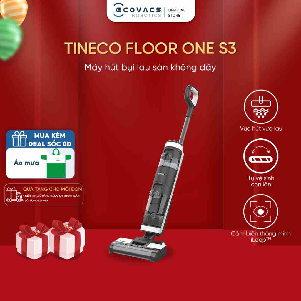 Máy hút bụi lau sàn khô và ướt Tineco FLOOR ONE S3 – Bản quốc tế_Dung lượng pin 4000mAh – Bảo hành 24 tháng