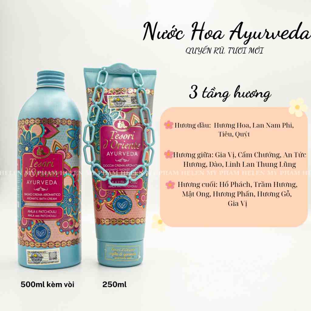 [Mã BMLTB35 giảm đến 35K đơn 99K] Sữa tắm Tesori D Oriente nước hoa Ayurveda 250ml - 500ml