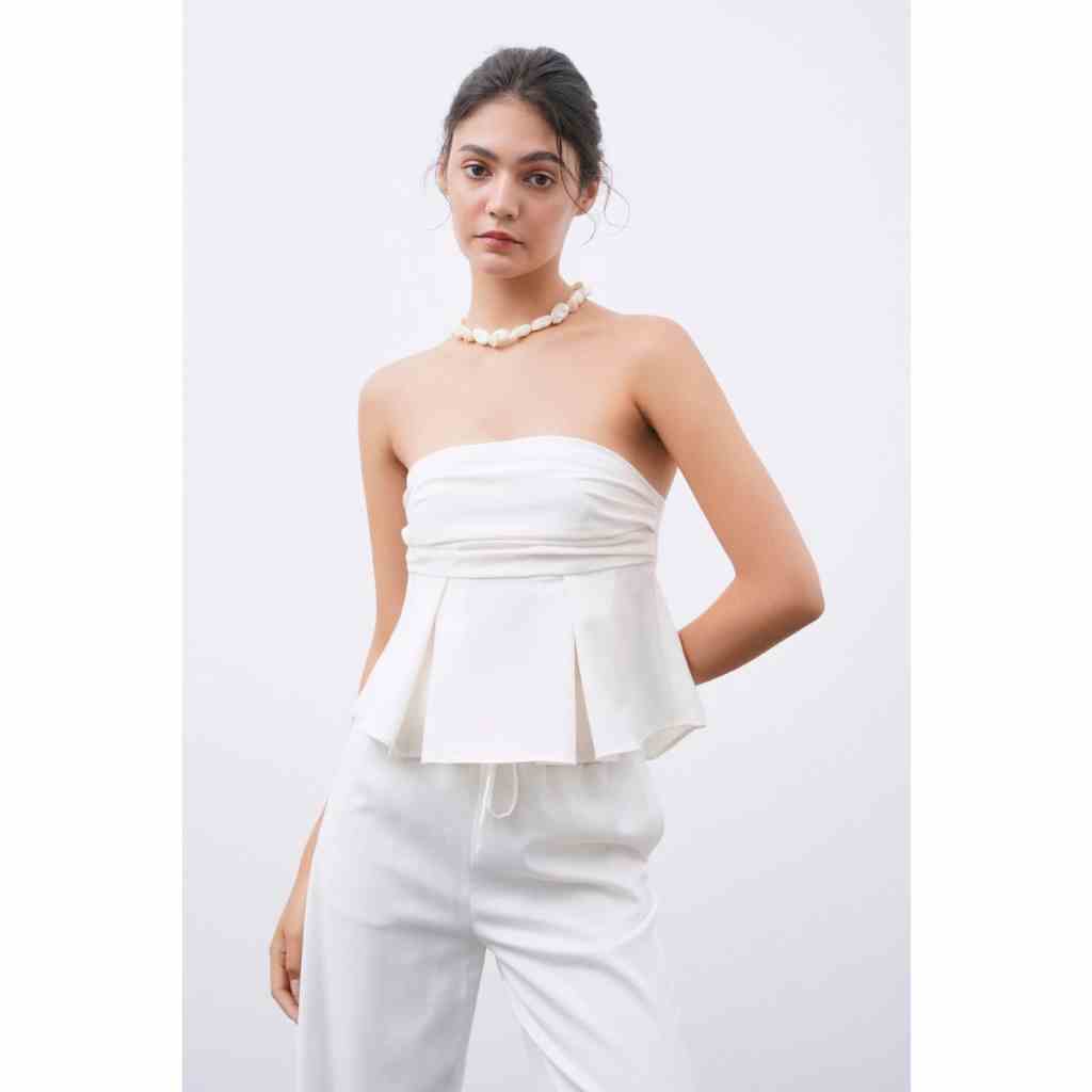 Áo kiểu nữ croptop MONO TALK xếp nếp không nhăn T20006TK