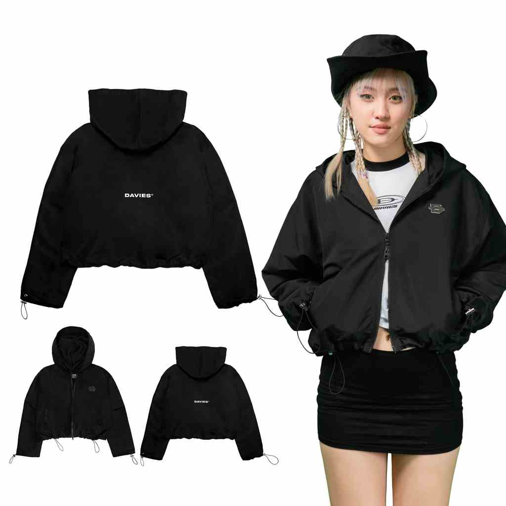 Áo khoác dù local brand nữ dáng ngắn màu đen Reflex Baby Jacket DAVIES | D32-AK5