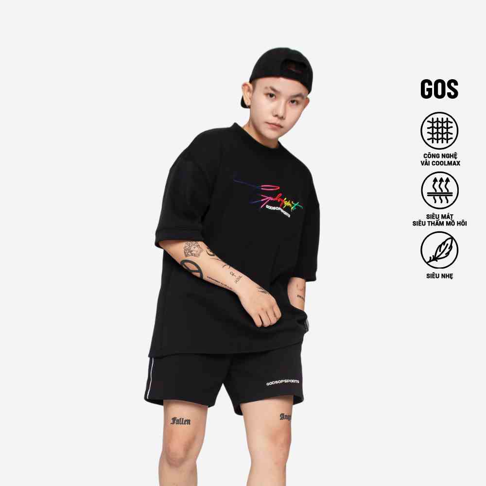 Áo thun oversize Cotton thun thêu chữ GOS True Colors (Form rộng)