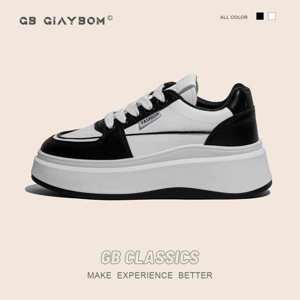 Giày Sneaker Nữ Đế Độn Màu Đen Trắng Thời Trang Nhẹ Êm Thích Hợp Đi Làm, Chơi, Học giayBOM GB Classics B2729