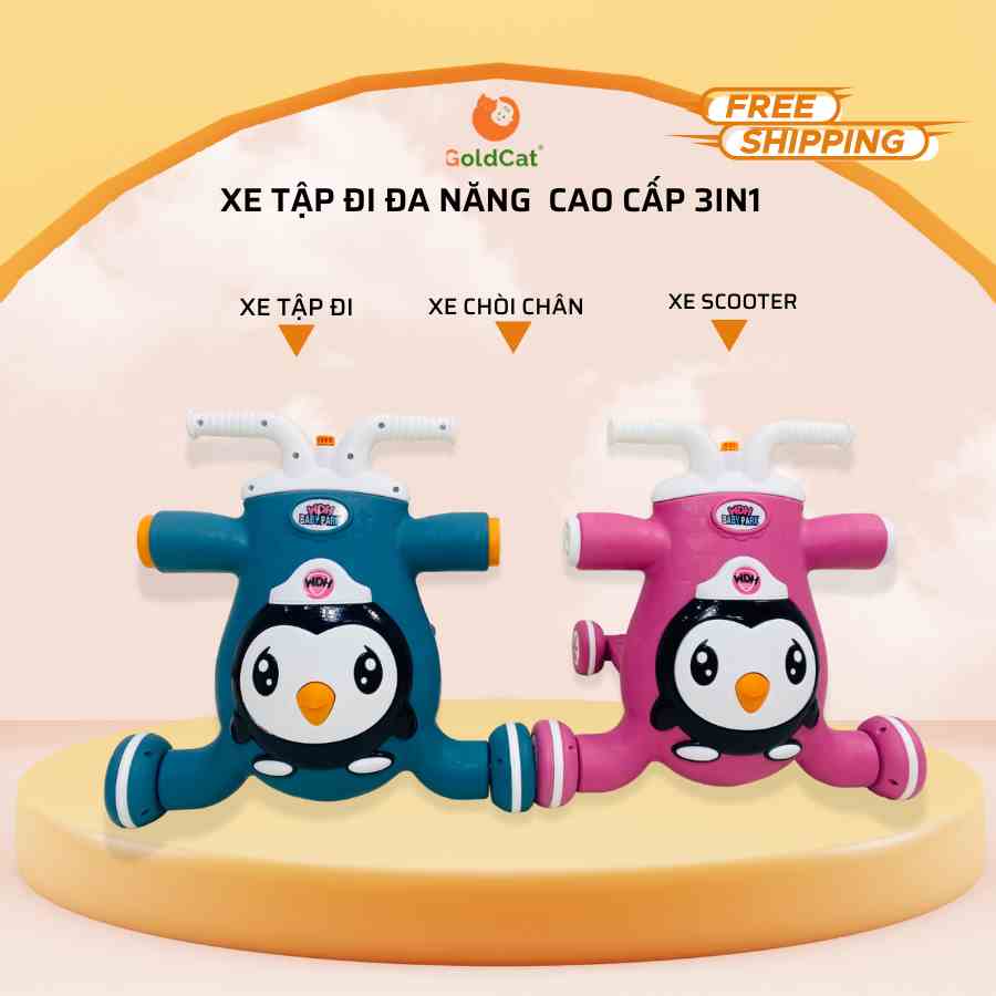 Xe Tập Đi Đa Năng 3in1 GoldCat kết hợp Xe Chòi Chân và Scooter