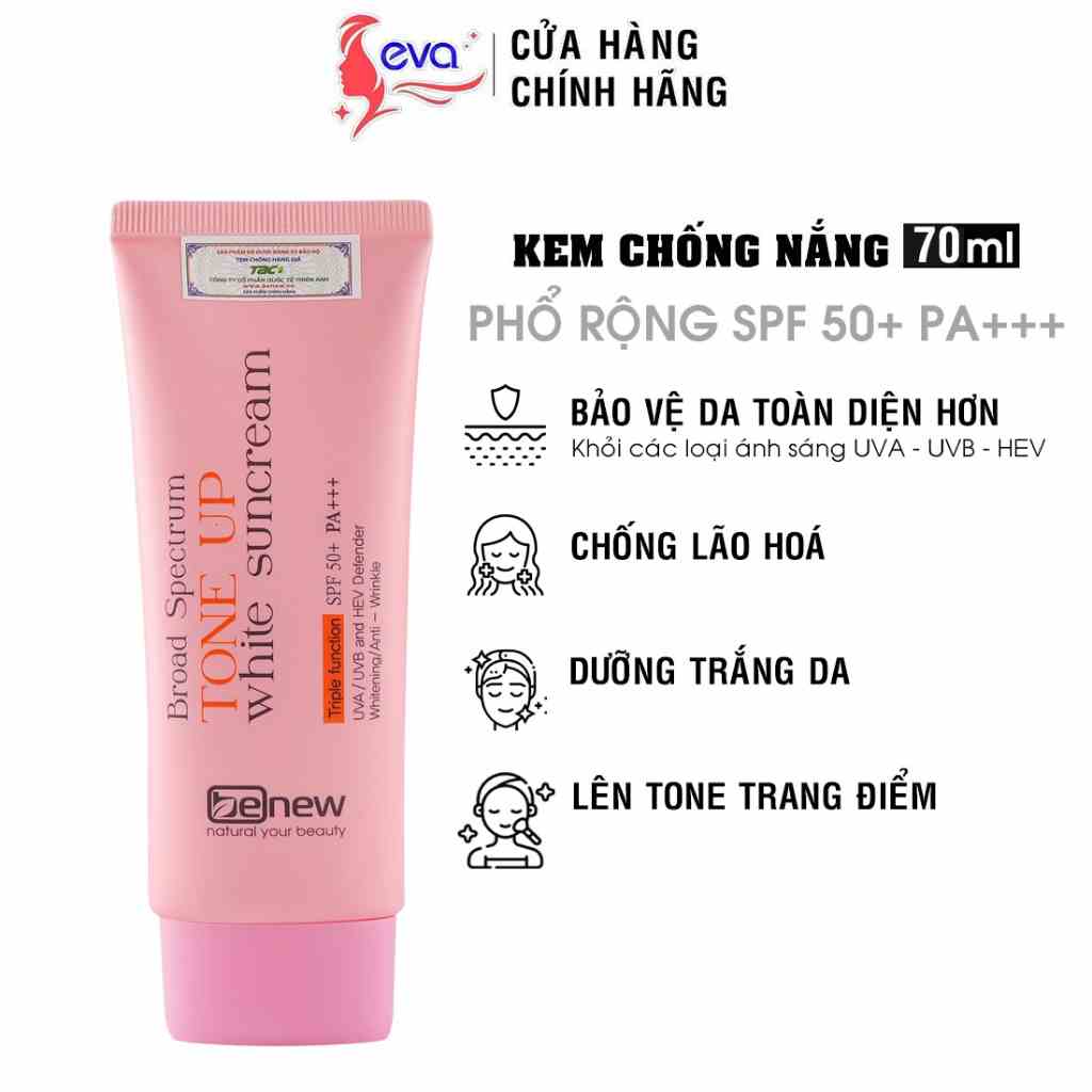 [Mã ICBFRI15 giảm 10% đơn 0đ] Kem chống nắng phổ rộng BENEW Broad Spectrum Tone-up White Suncream 70ml