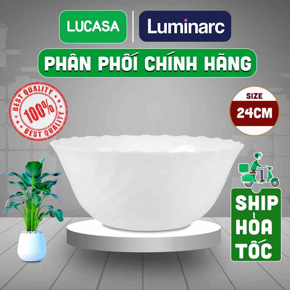 [Mã BMLTA35 giảm đến 35K đơn 99K] Tô Thủy Tinh Luminarc Trianon Trắng 24cm - L3655 | Phân Phối Chính Hãng