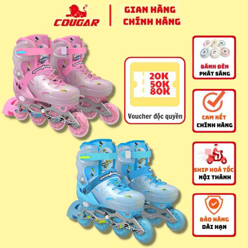 Giày Patin Trẻ Em COUGAR Baby , Giày Trượt Patin Form Nhựa Cao Cấp, Tặng Kèm Phụ Kiện Cao Cấp