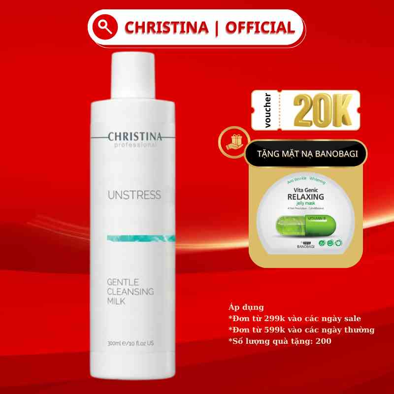 Sửa Rửa Mặt Unstress Gentle Floslek Cleansing Milk CHRISTINA Hỗ Trợ Làm Sạch Bụi Bẩn, Cân Bằng Độ Ẩm Cho Da 300ml