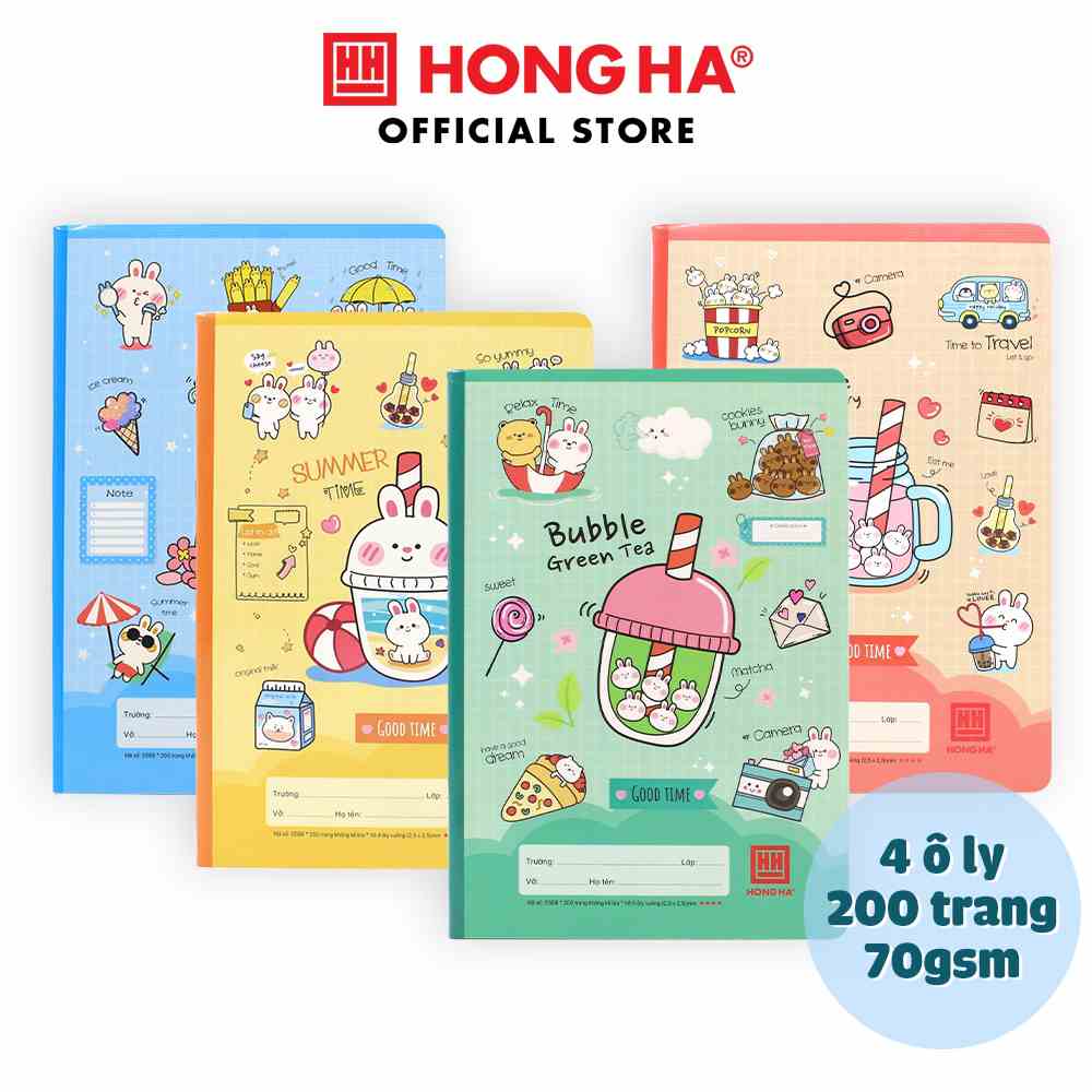 Vở 4 ô ly 200 trang Hồng Hà School Monster (0588)