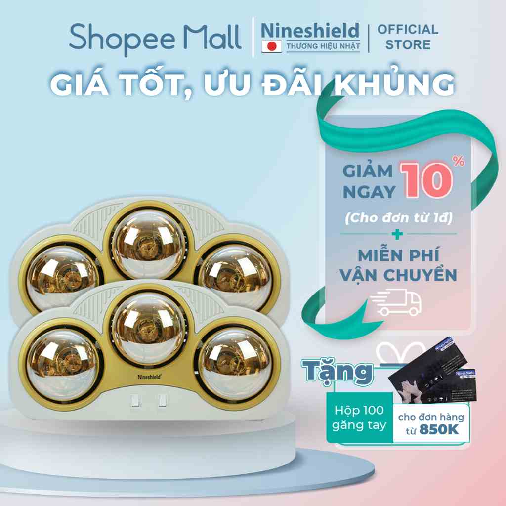 [Mã BMLTB200 giảm đến 100K đơn 499K] Đèn sưởi nhà tắm 3 bóng Nineshield NS033B