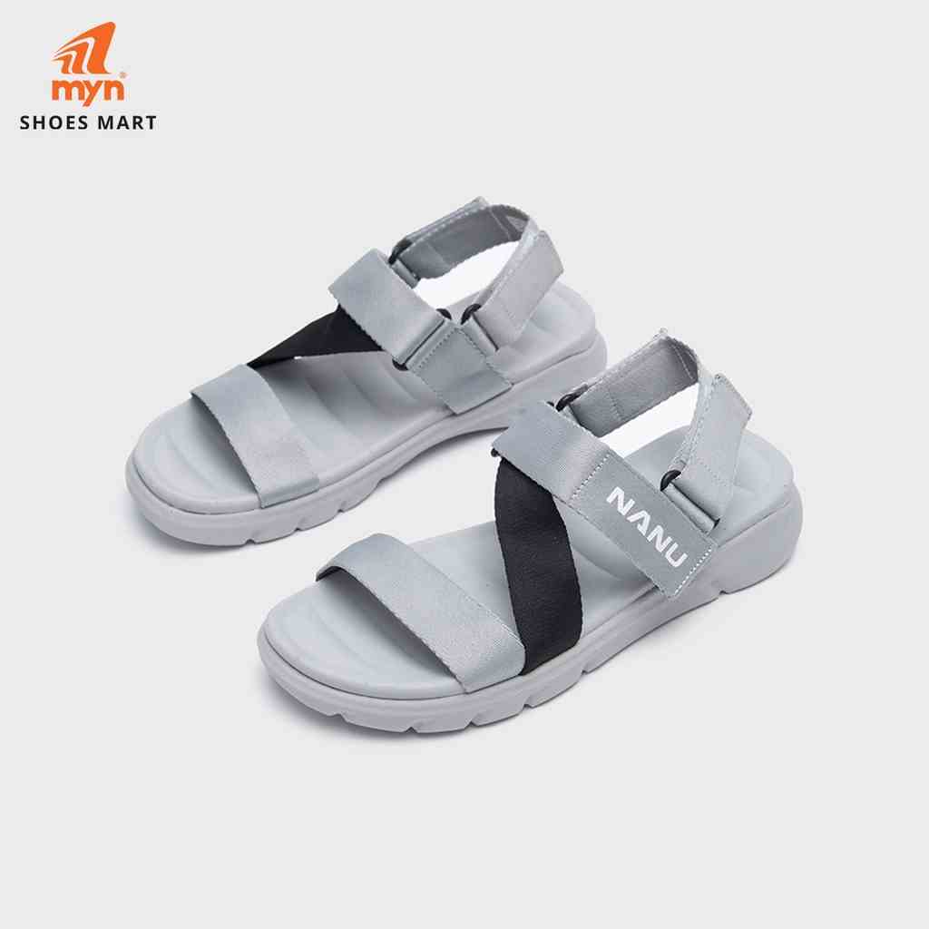 Sandal Nam Nữ Quai Chéo NANU 12 - All Black - All Grey