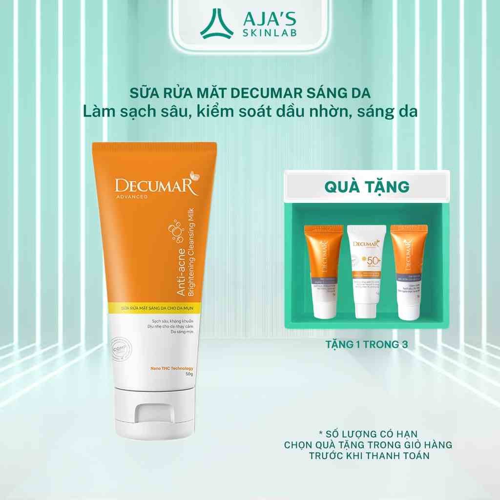 Sữa rửa mặt dạng Gel Decumar Advanced sáng da ngừa mụn 50g - AJAS SKINLAB